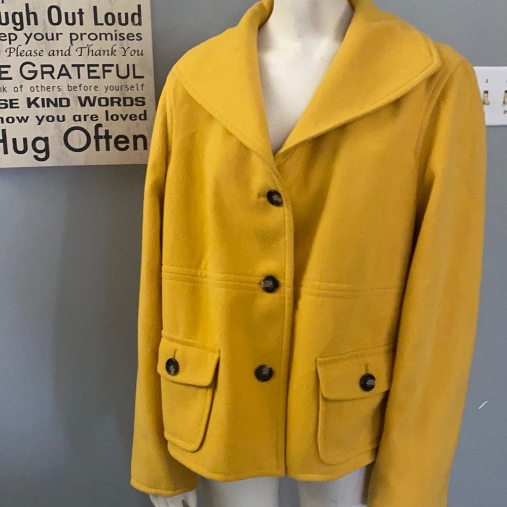 BOGO Evan Picone xl 90s vintage pea coat in yellow